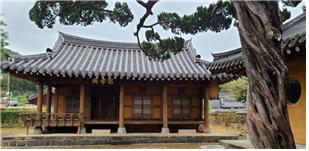 ▲ 사효재와 향나무 기둥